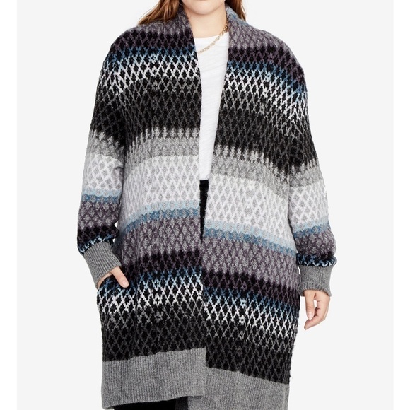 Rachel Roy mohair blend multicolor long open chunky cardigan kimono swea… - Picture 1 of 10